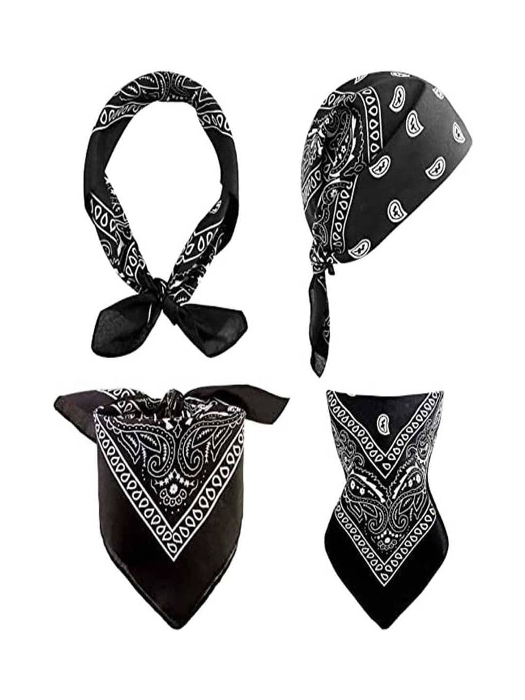 Aadikart Set of 4 Black Paisley Cotton Bandana - view 1