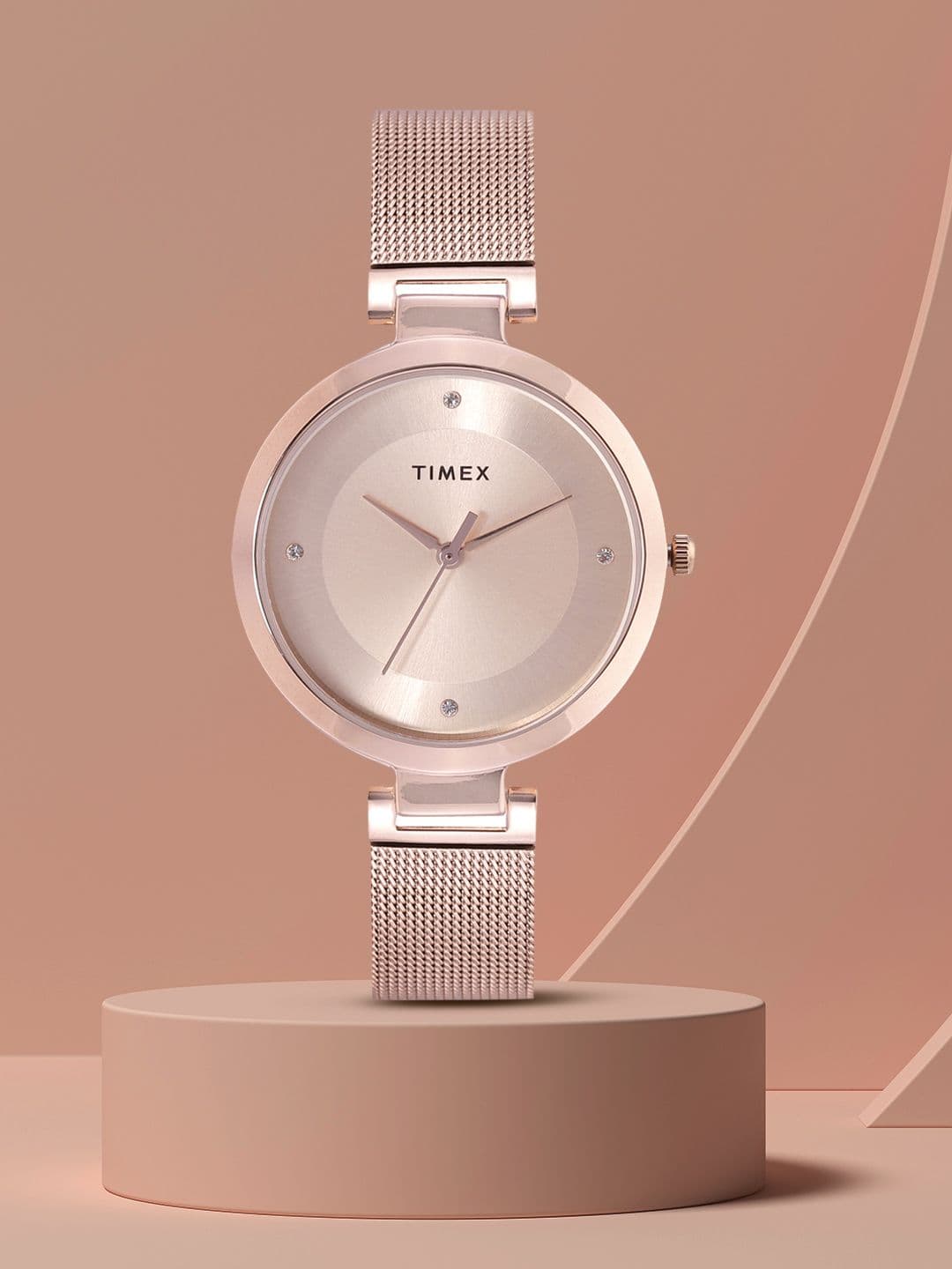 Timex Women Rose Gold-Toned Dial & Straps Bracelet Style Analogue Watch TWEL107SMU02 - view 1