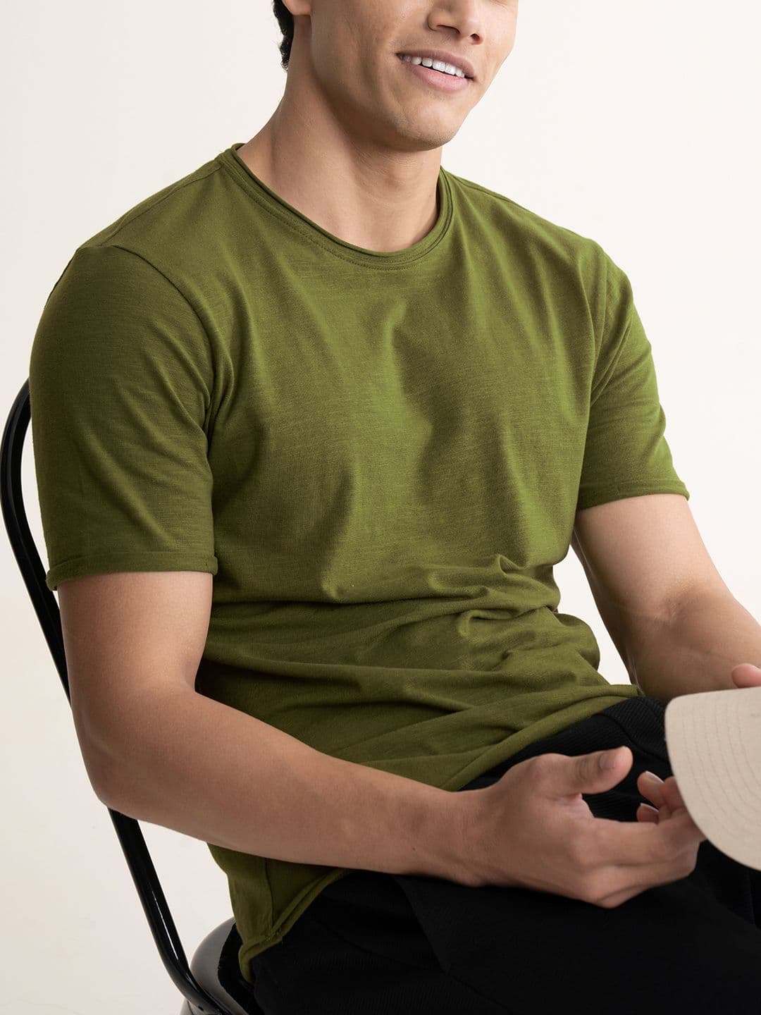 DAMENSCH Men Raw Edge Premium Cotton Regular Fit T-Shirt - view 1