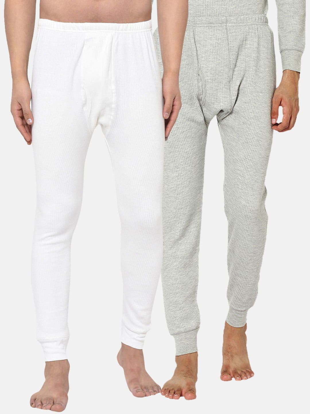 ARMISTO Men Pack Of 2 White & Grey Quilted Thermal Regular Bottoms - view 1