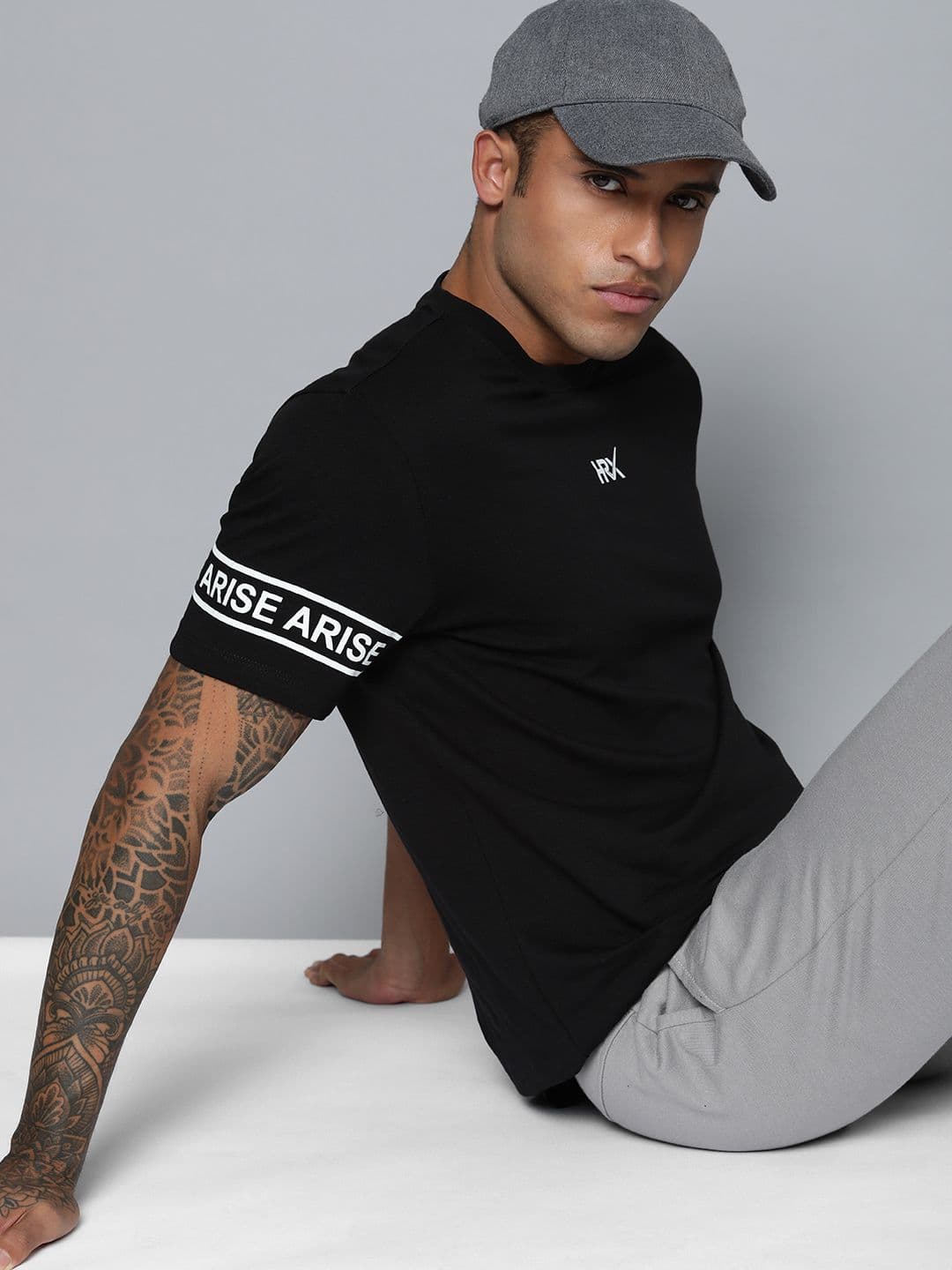 HRX by Hrithik Roshan Men Black Typography Printed Pure Cotton T-shirt - view 1