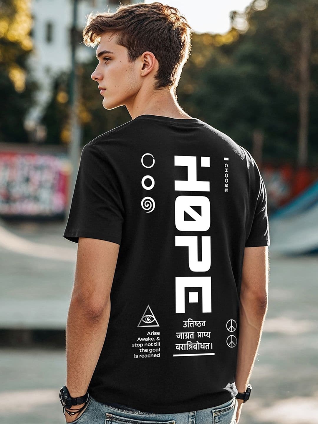 Bewakoof Men Black Printed Pure Cotton T-shirt - view 1