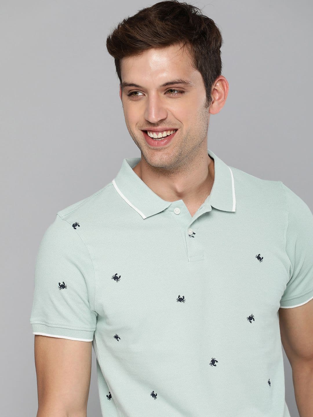 Mast & Harbour Men Blue & Navy Blue Cotton Printed Polo Collar T-shirt - view 1