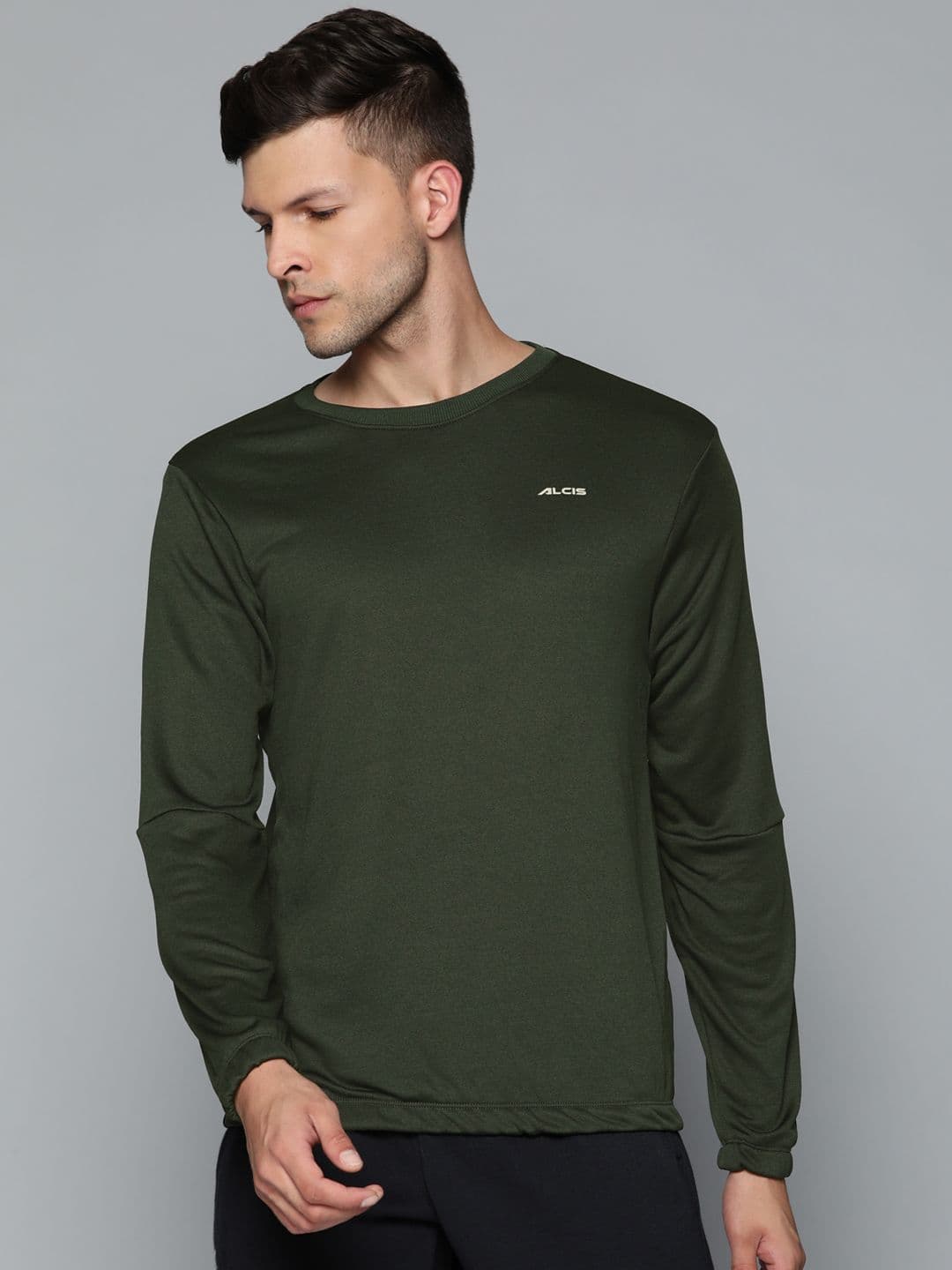Alcis Men Green Solid Sweatshirt - view 1