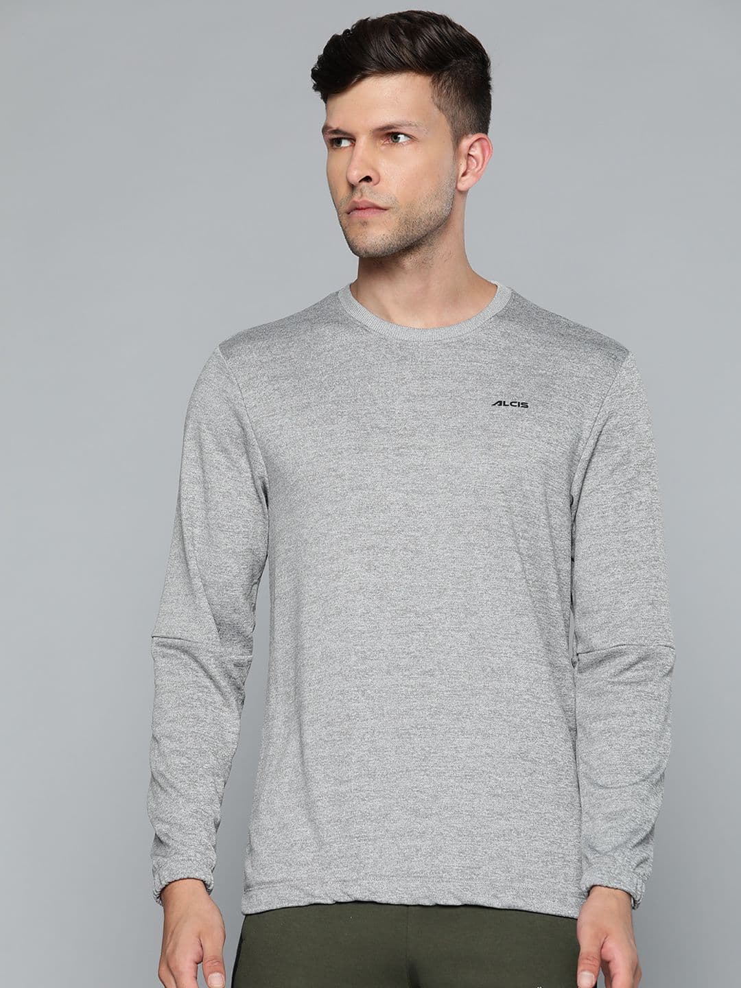 Alcis Men Grey Melange Solid Sweatshirt - view 1