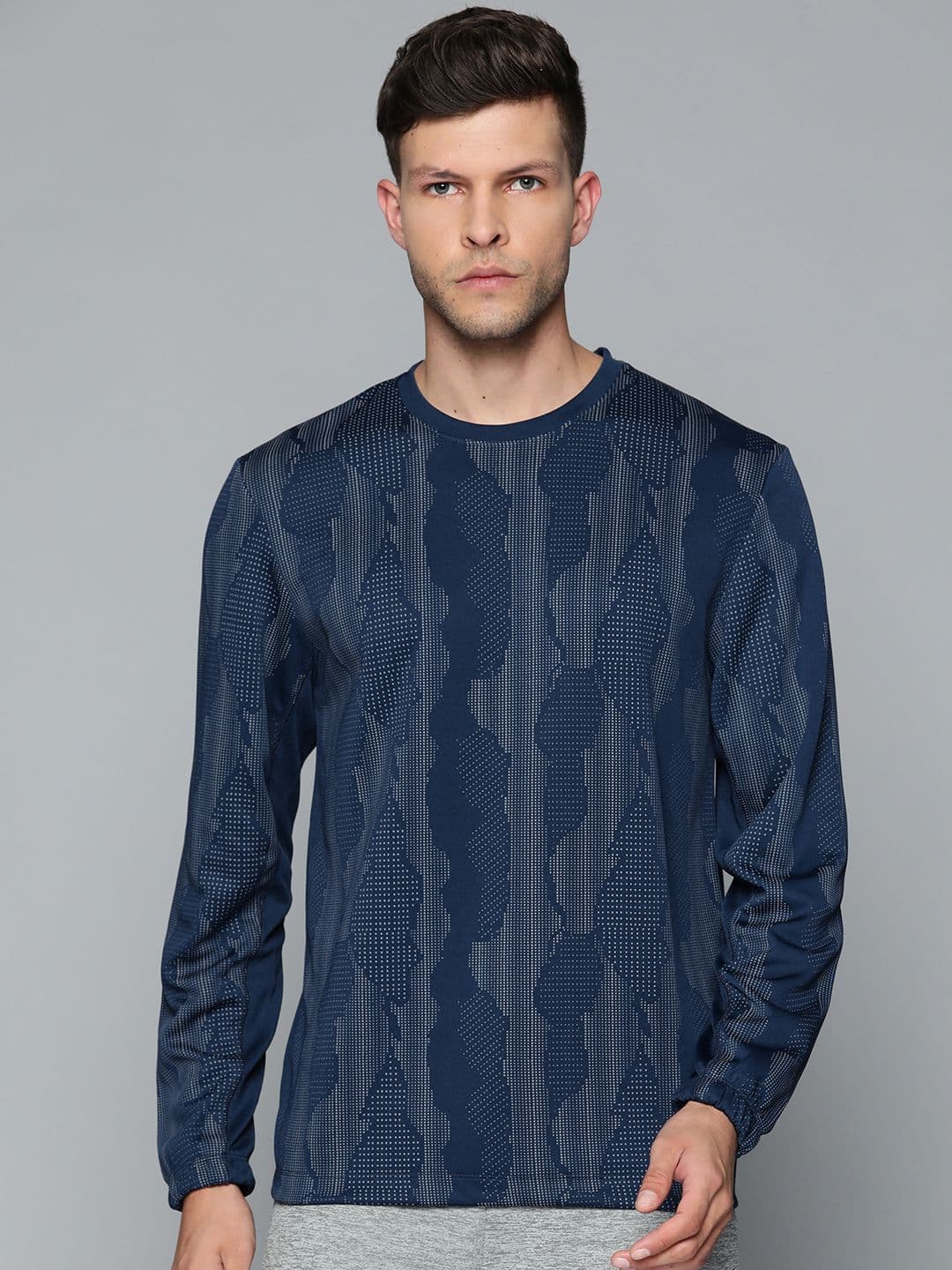 Alcis Men Navy Blue & White Camouflage Print Sweatshirt - view 1