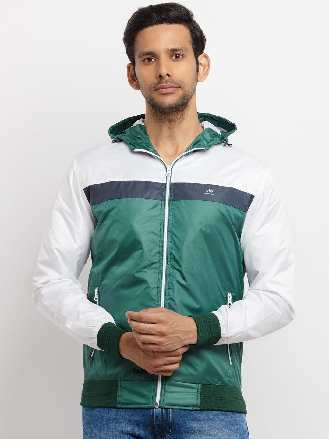 Status Quo Men Green & White Padded Jacket - view 1