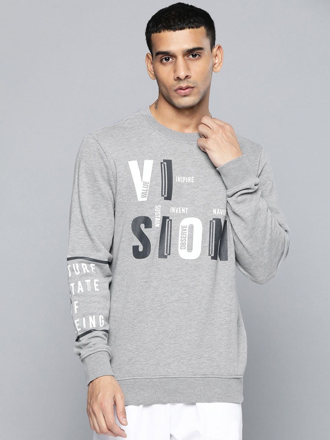 Alcis Men Grey Printed Sweatshirt - view 1