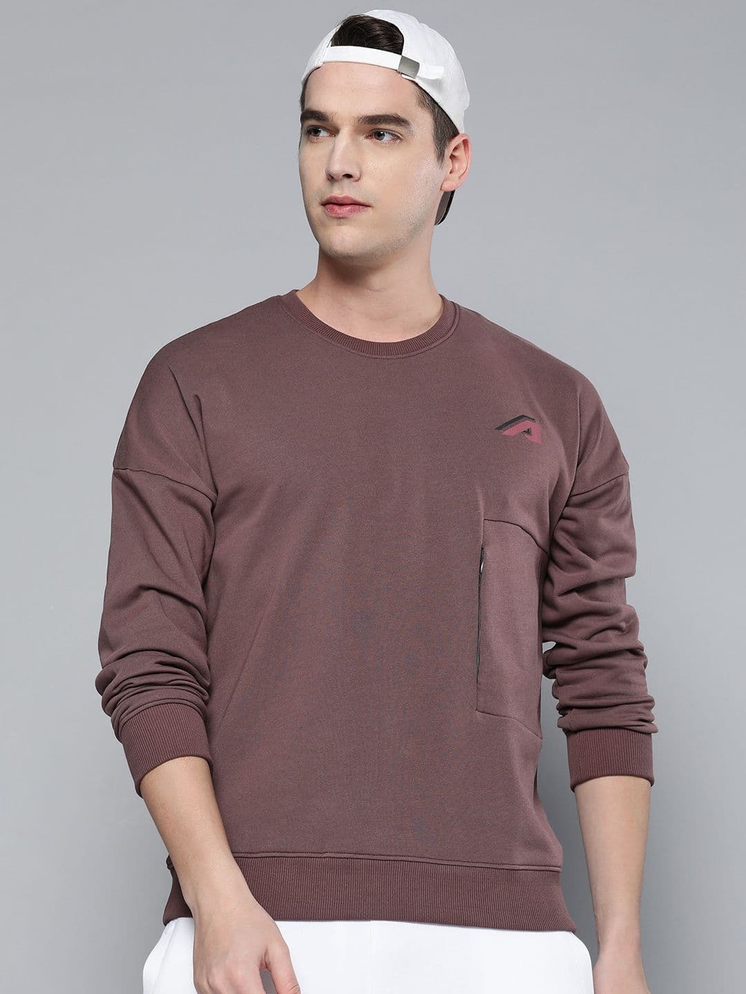 Alcis Men Mauve Solid Sweatshirt - view 1