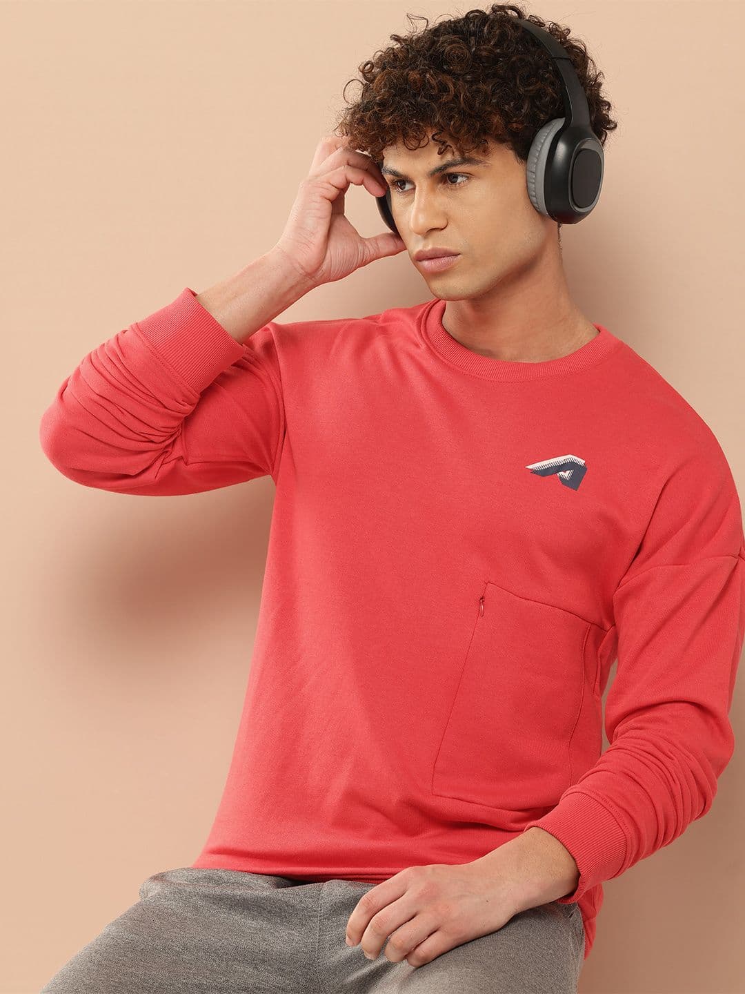 Alcis Men Red Solid Sweatshirt - view 1