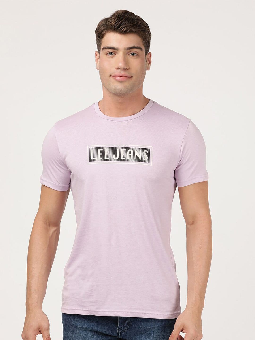 Lee Men Lavender Typography Printed Slim Fit T-shirt - view 1