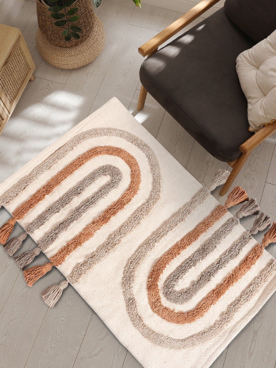 URBAN SPACE Brown Patterned Hand Tufted Carpets - view 1