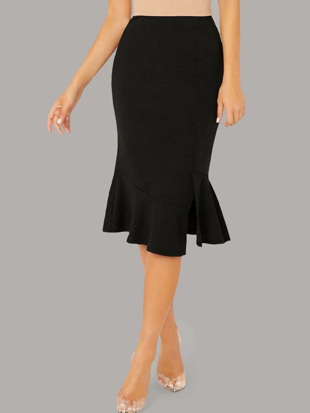 ADDYVERO Women Black Solid Trumpet Skirt - view 1