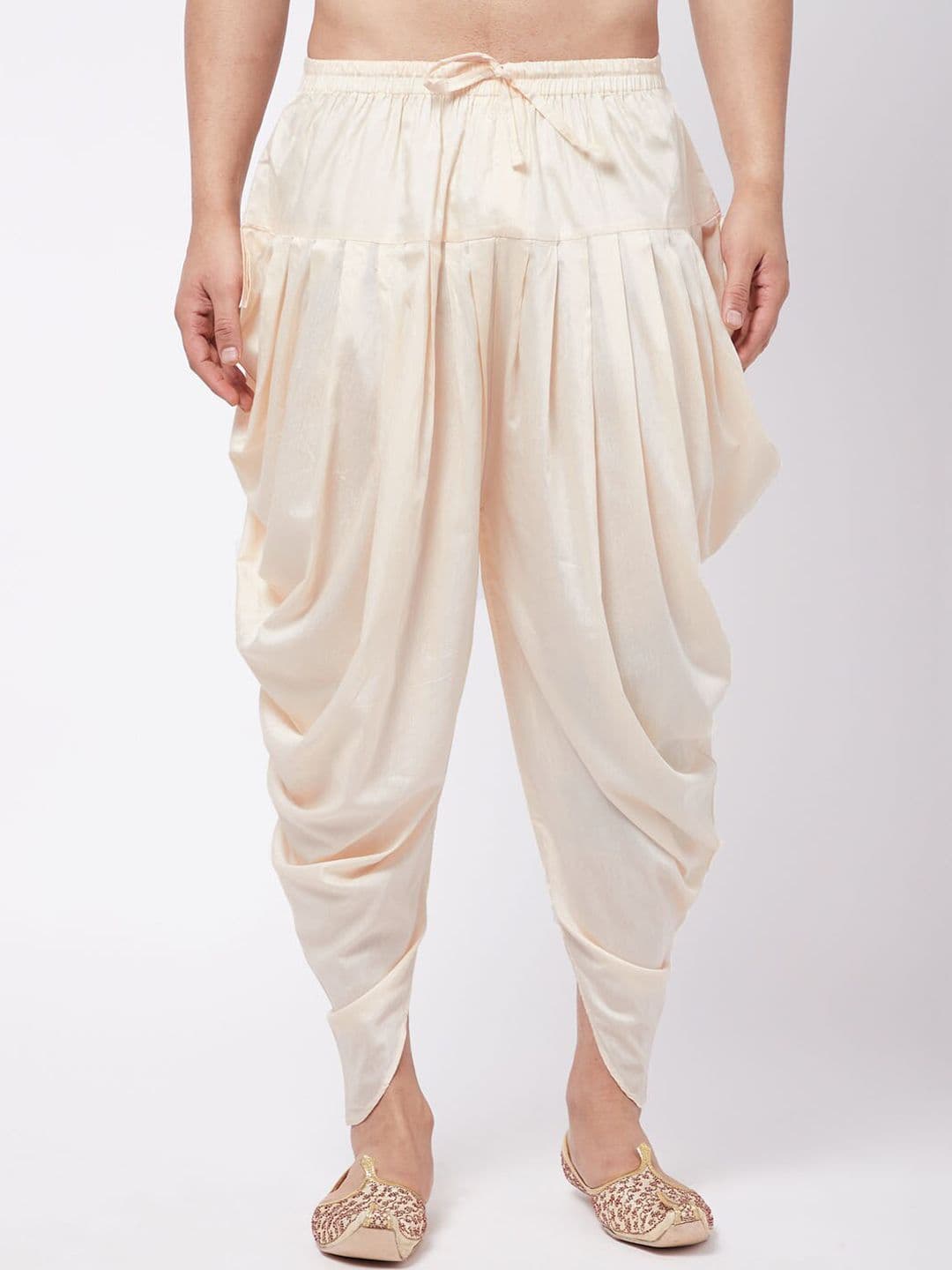 VASTRAMAY Men Cream Coloured Solid Cowl Dhoti Pants - view 1