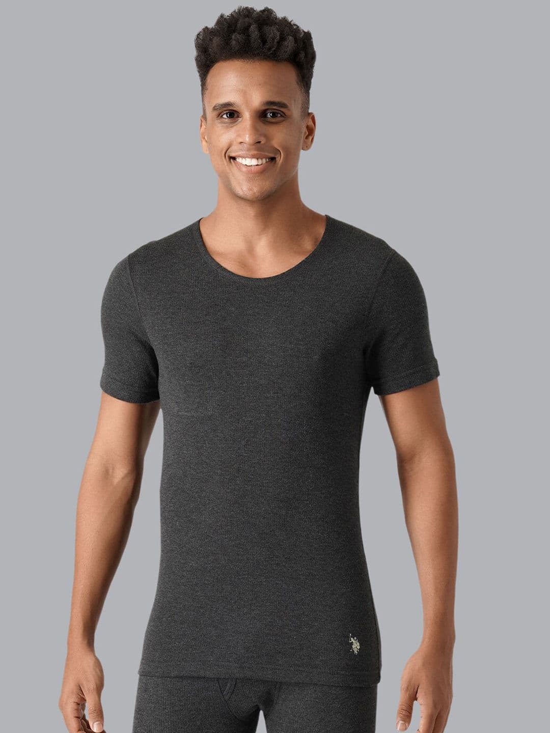 U.S. Polo Assn. Men Grey Solid Thermal Tops - view 1