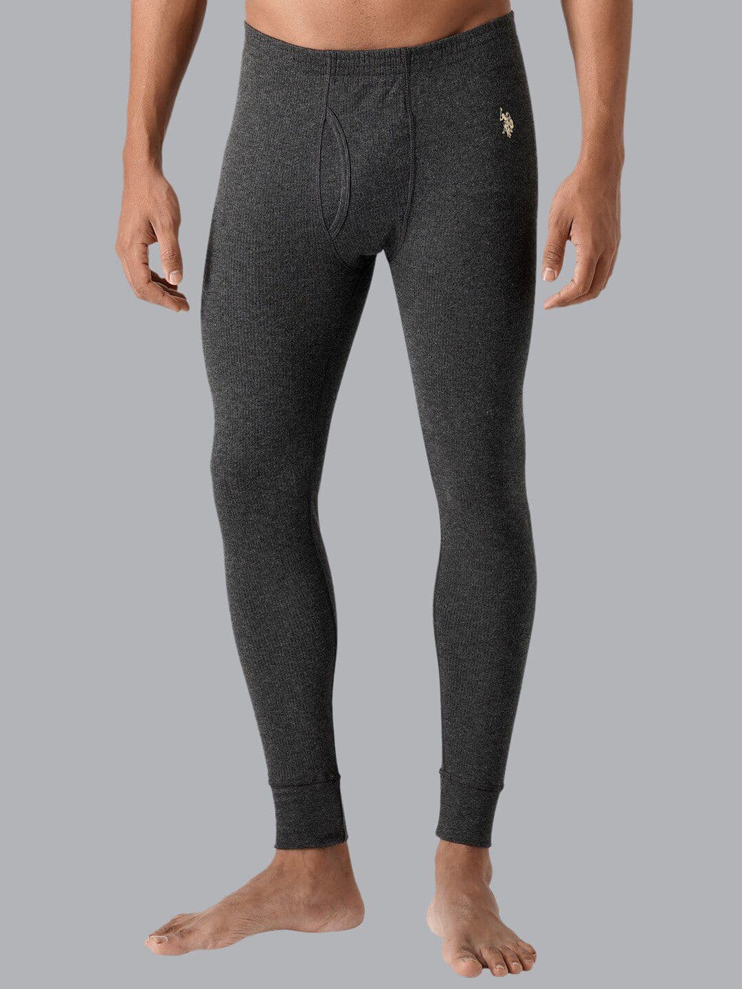 U.S. Polo Assn. Men Grey Solid Cotton Thermal Bottoms - view 1