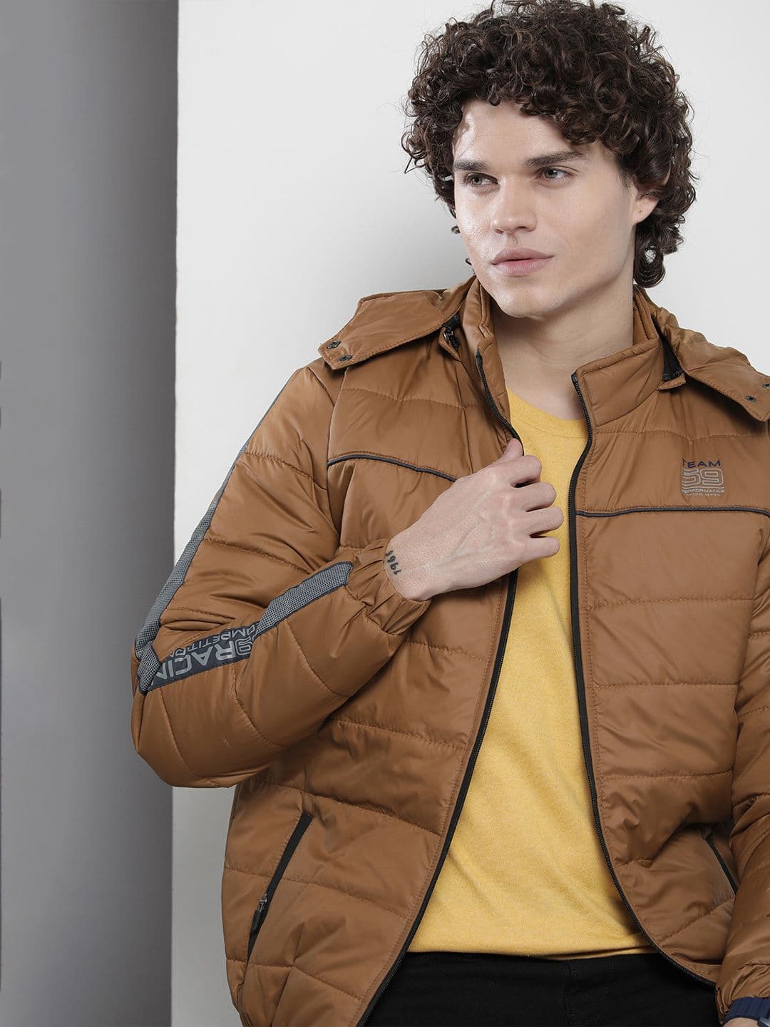 The Indian Garage Co Men Puffer Jacket with Detachable Hood - view 1