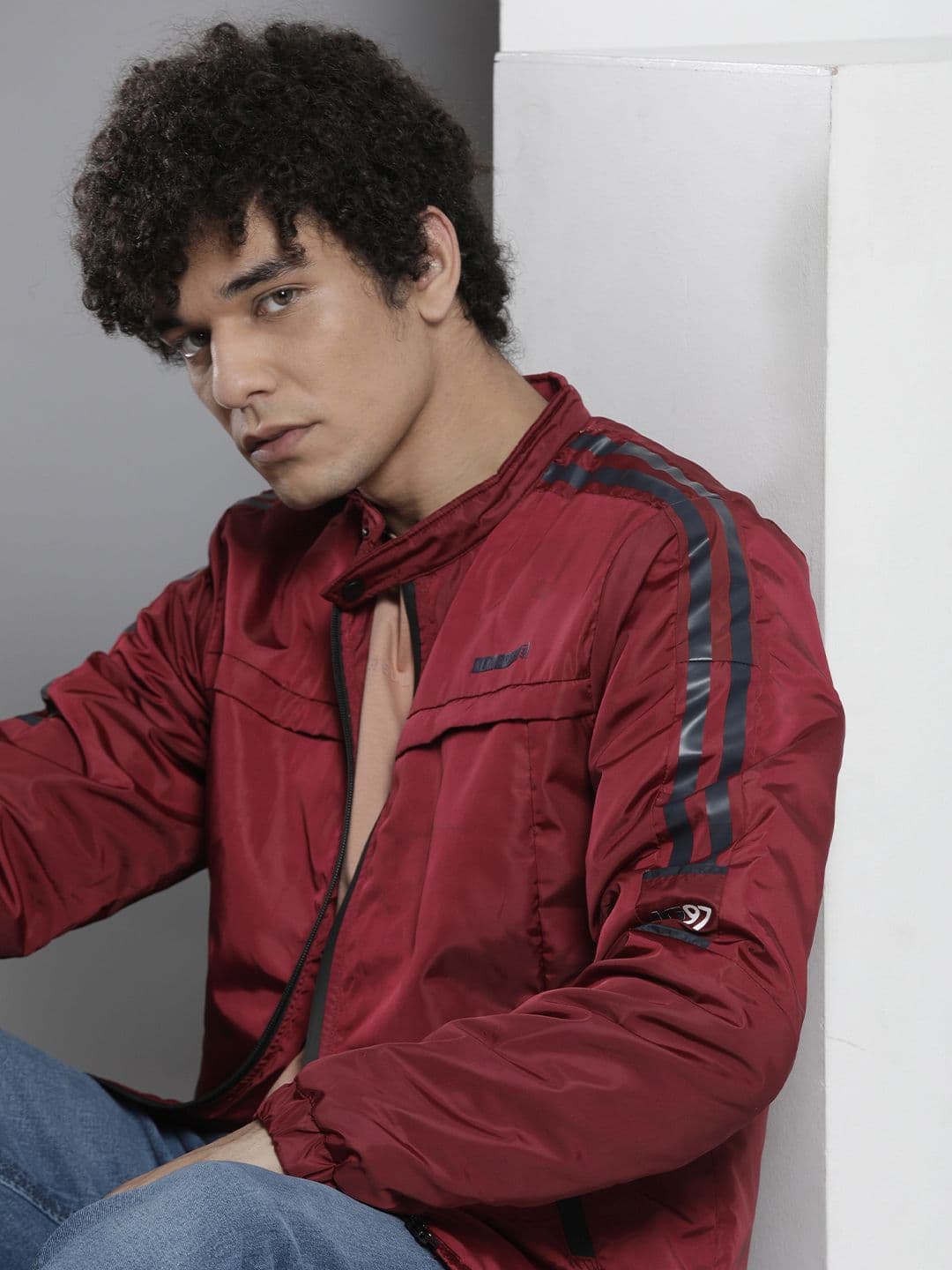The Indian Garage Co Men Maroon Solid Tailored Jacket - view 1