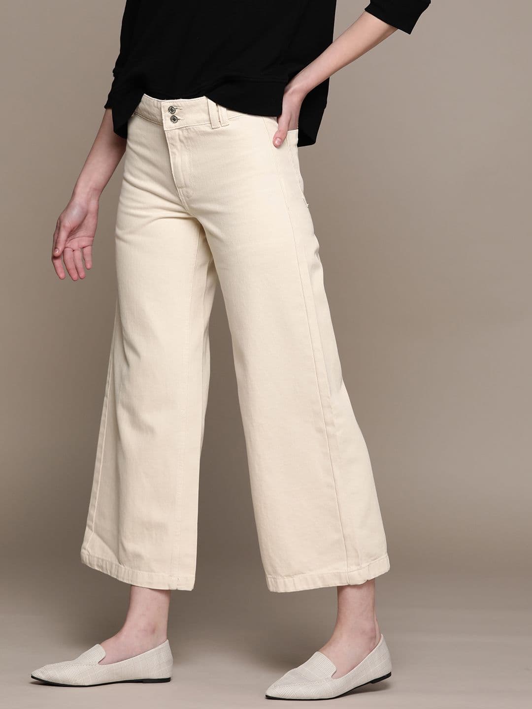 MANGO Women Cotton Stretchable Culottes Jeans - view 1