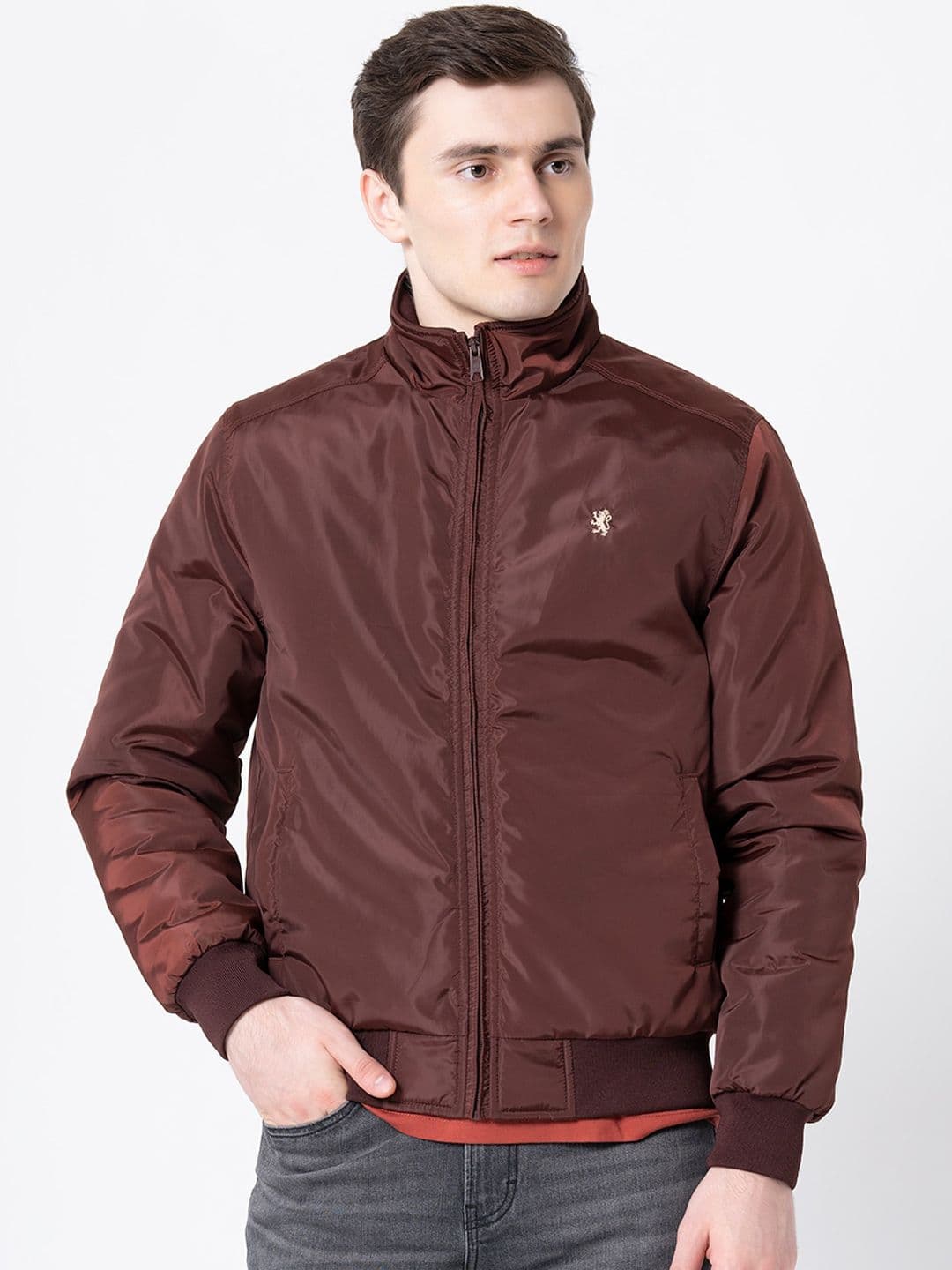 Red Tape Men Solid Brown Bomber Jacket - view 1