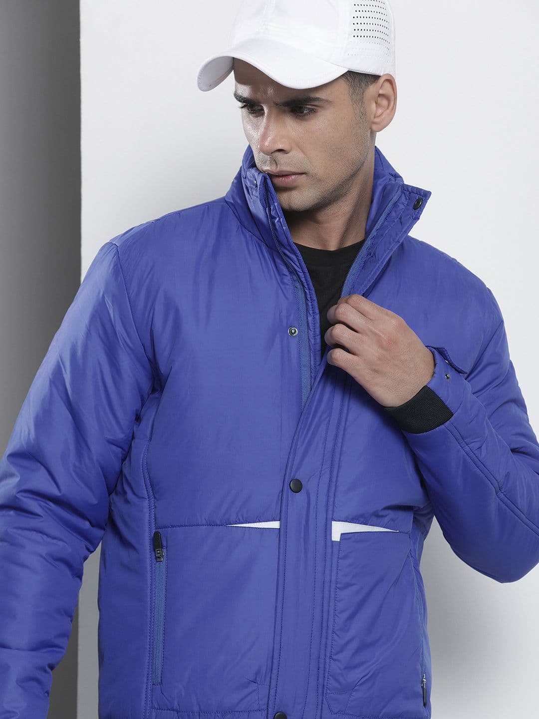 The Indian Garage Co Men Blue Solid Padded Jacket - view 1