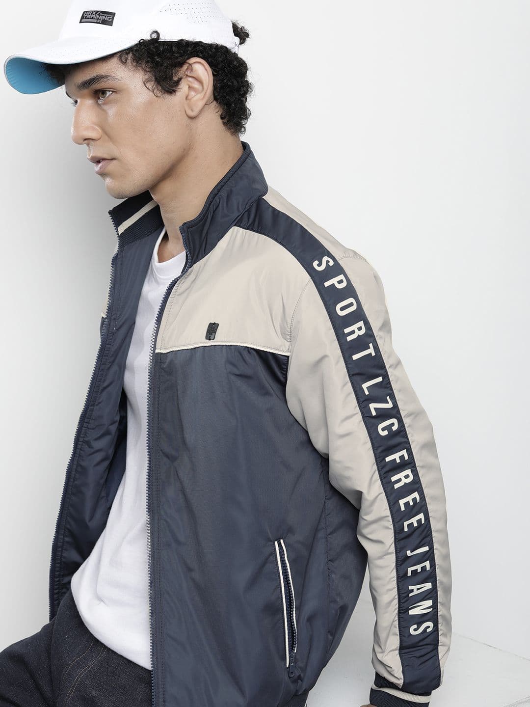 The Indian Garage Co Men Navy Blue Bomber Jacket - view 1