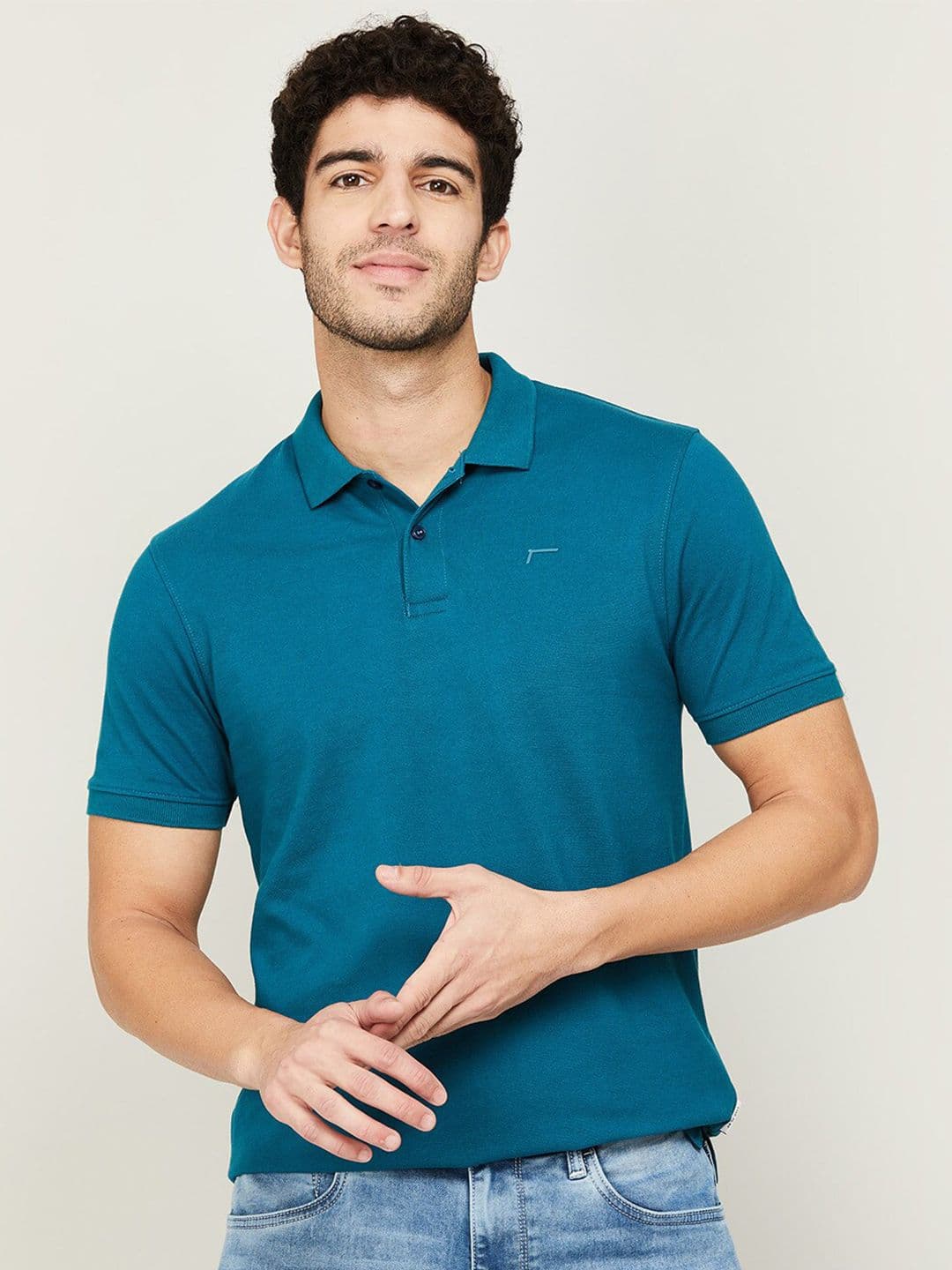 Fame Forever by Lifestyle Men Blue Polo Collar T-shirt - view 1