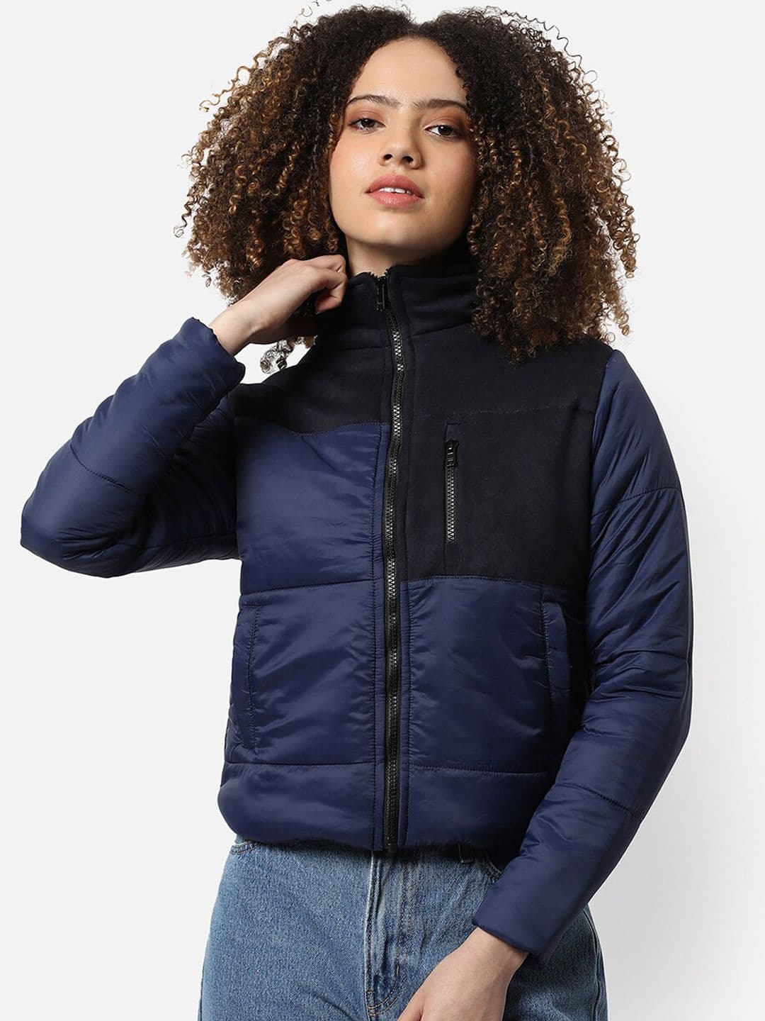PINACOLADA Women Navy Blue Windcheater Outdoor Padded Jacket - view 1