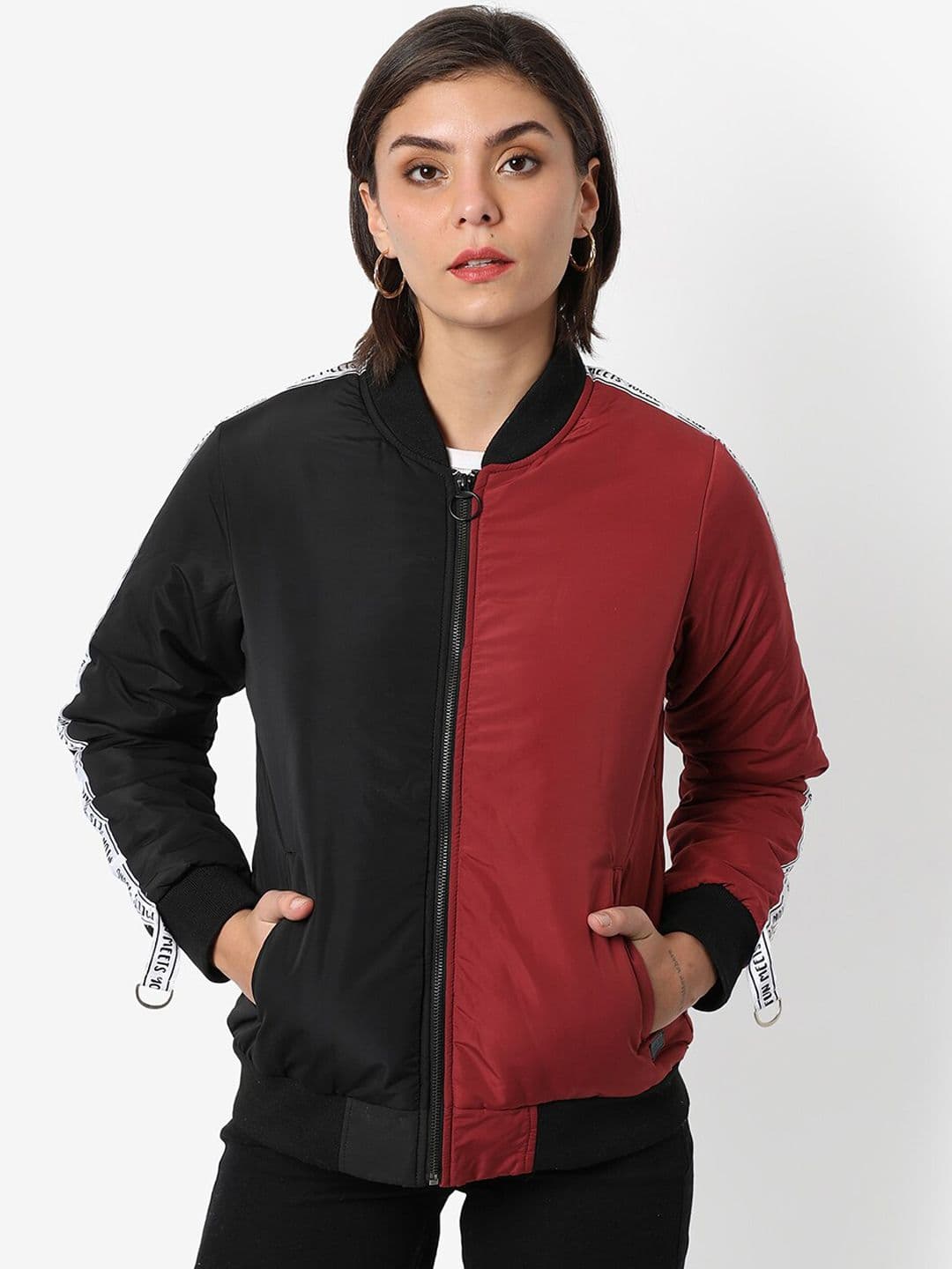 PINACOLADA Women Black Colourblocked Windcheater Outdoor Bomber Jacket - view 1
