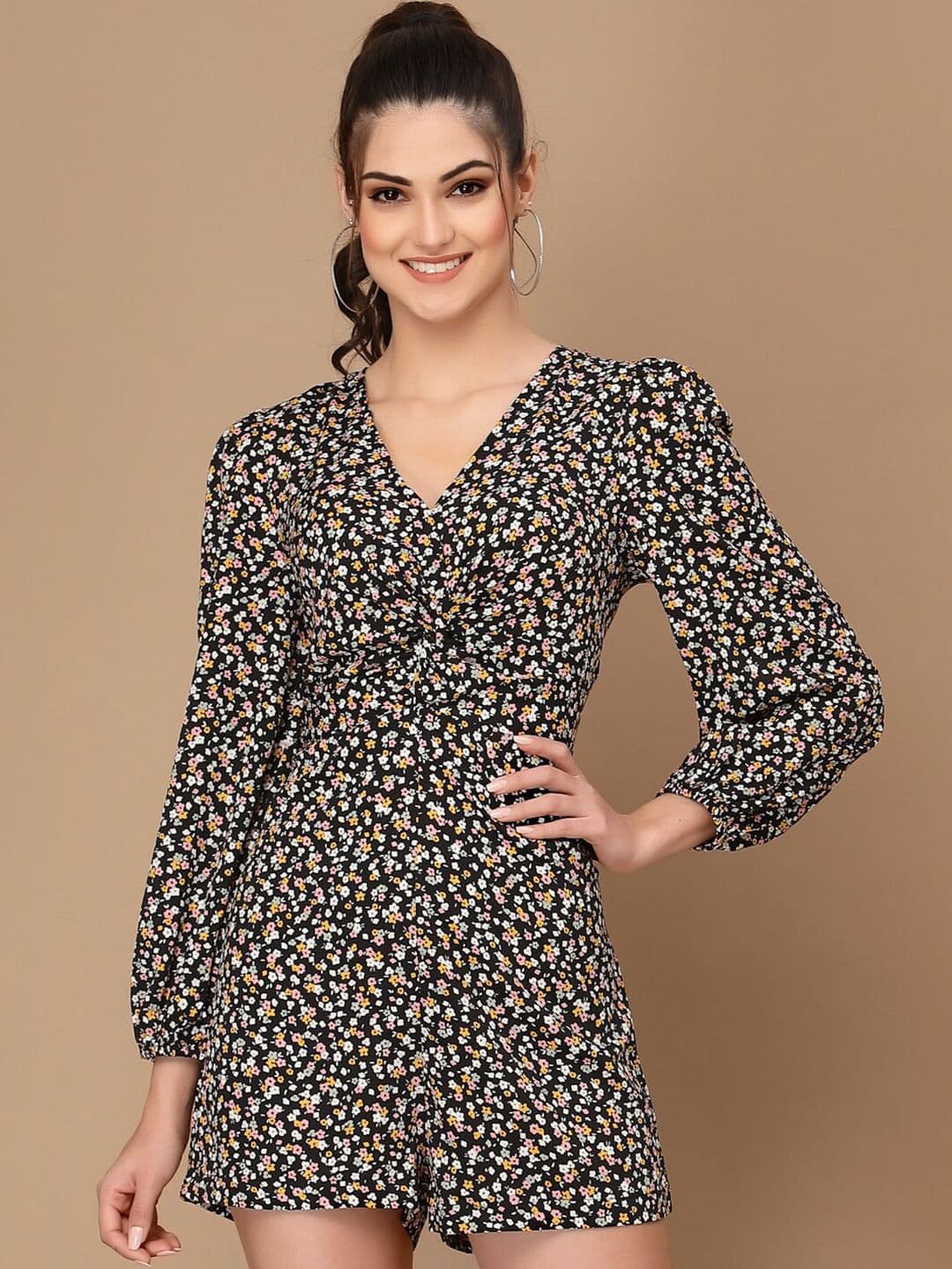 KASSUALLY Women Black & Pink Printed Jumpsuit - view 1