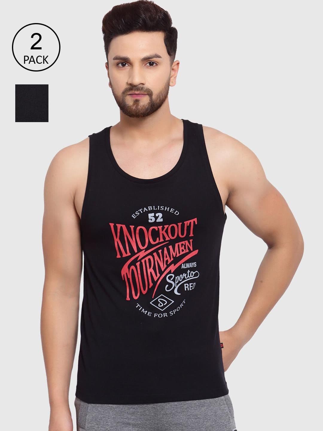 SPORTO Men Pack of 2 Printed Cotton Innerwear Vests - view 1