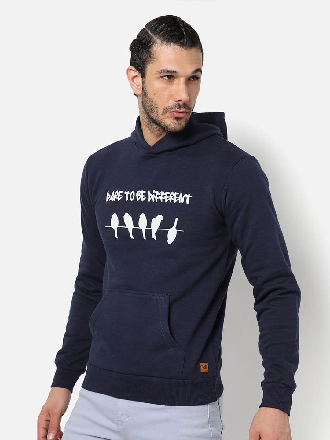 CAHOOT Men Blue Printed Hooded Sweatshirt - view 1
