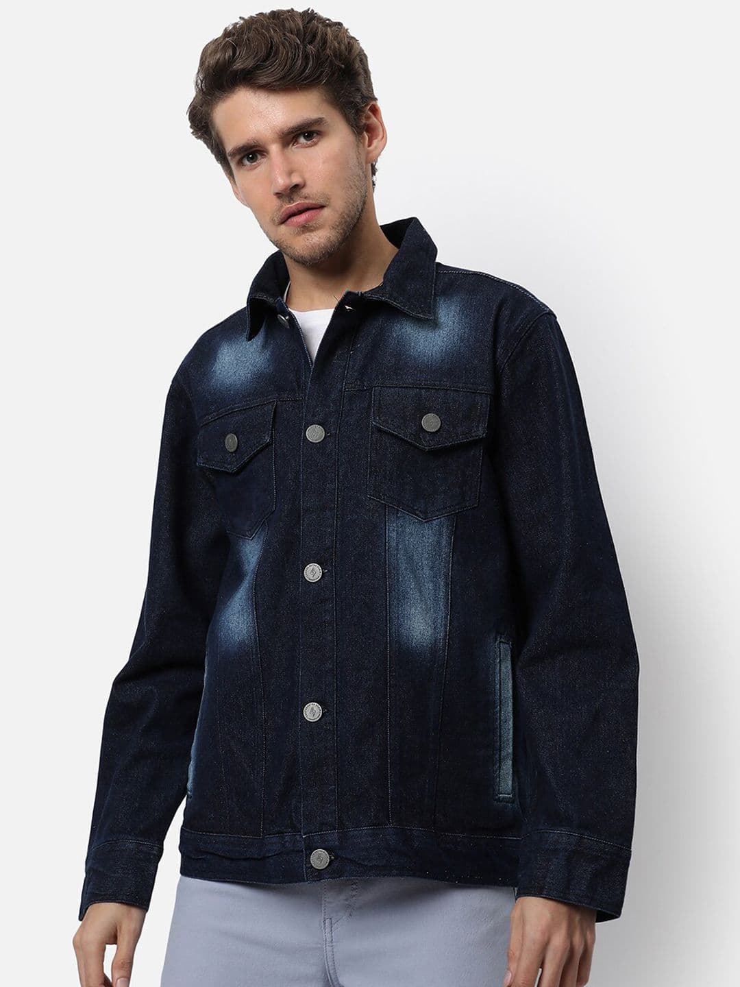 CAHOOT Men Blue Washed Windcheater Outdoor Denim Jacket - view 1