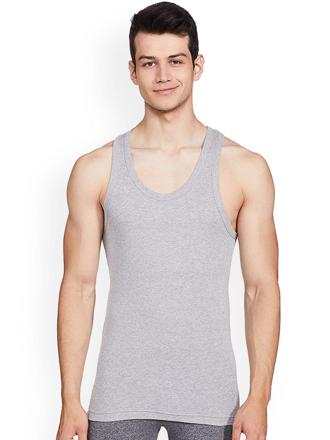 Macroman M-Series Men Grey Solid Cotton Innerwear Basic Vests - view 1