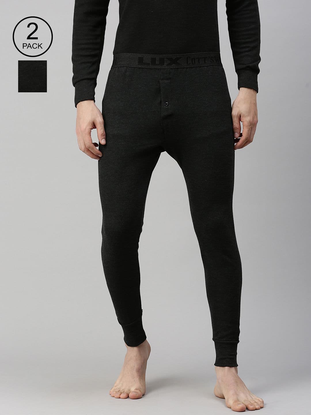 Lux Cottswool Men Pack Of 2 Solid Cotton Thermal Bottoms - view 1