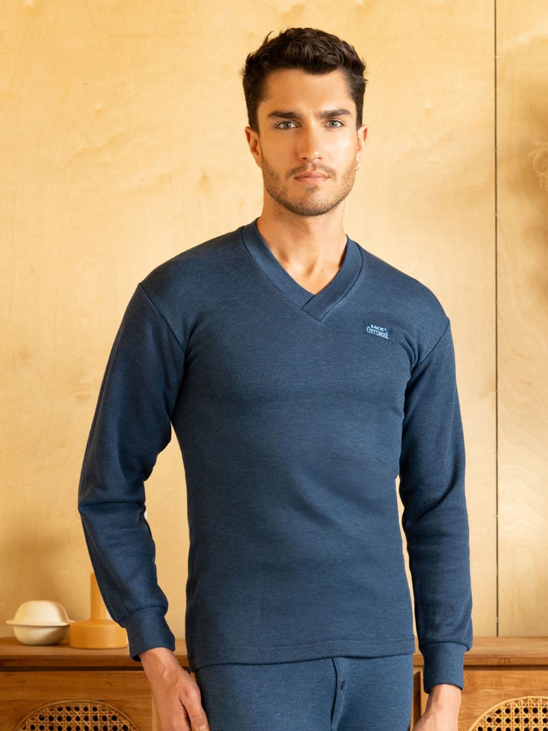 Lux Cottswool Men Blue Solid Cotton Thermal Tops - view 1