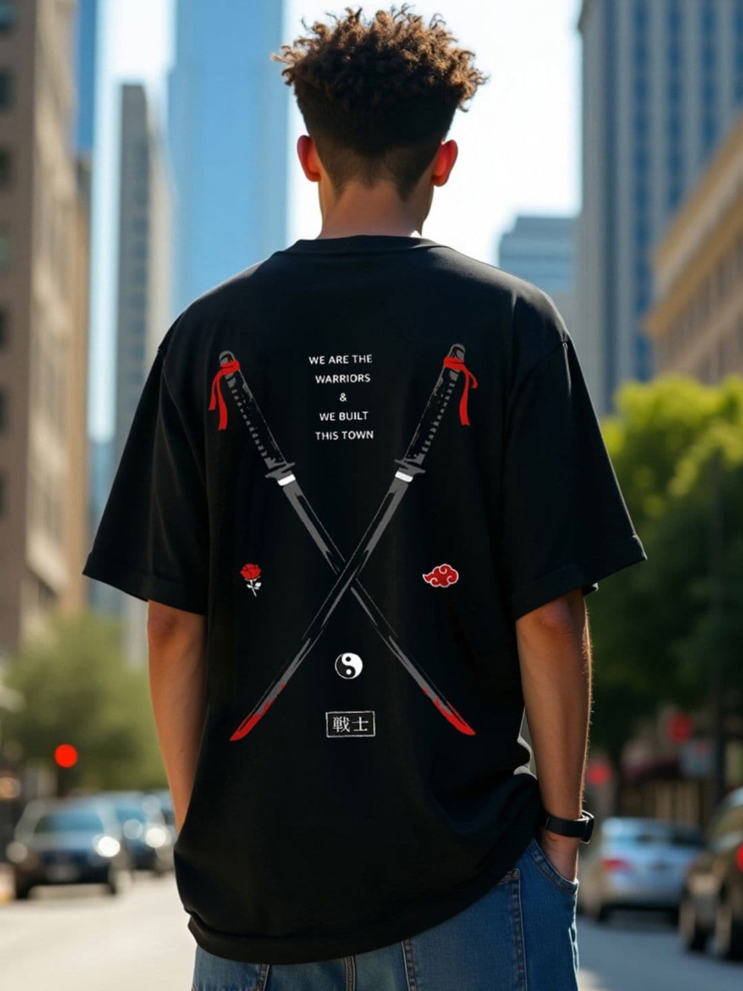 Bewakoof Men Black Typography Back Print Pure Cotton Oversized T-shirt - view 1