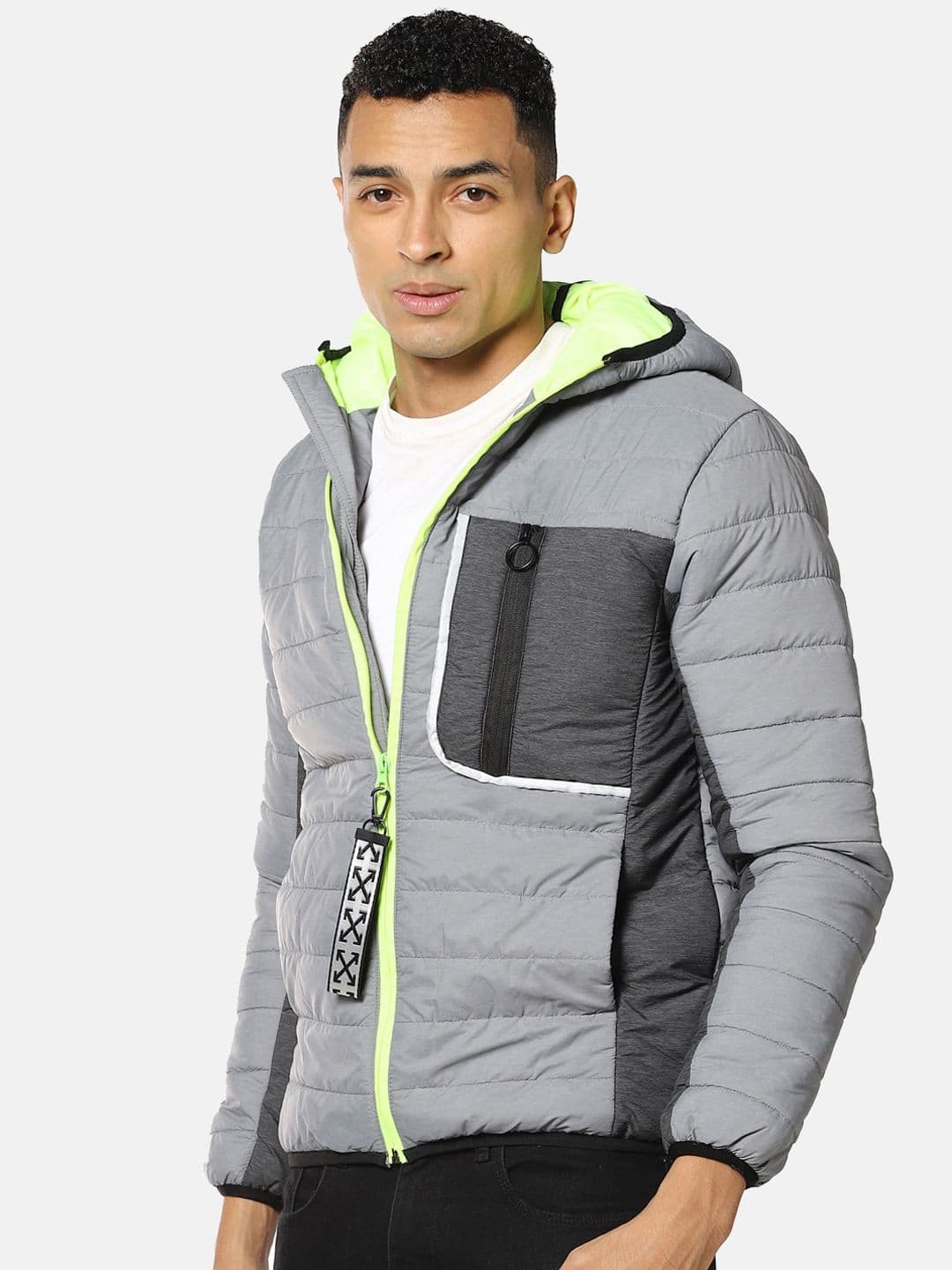 CAHOOT Men Grey Colourblocked Windcheater Padded Jacket - view 1