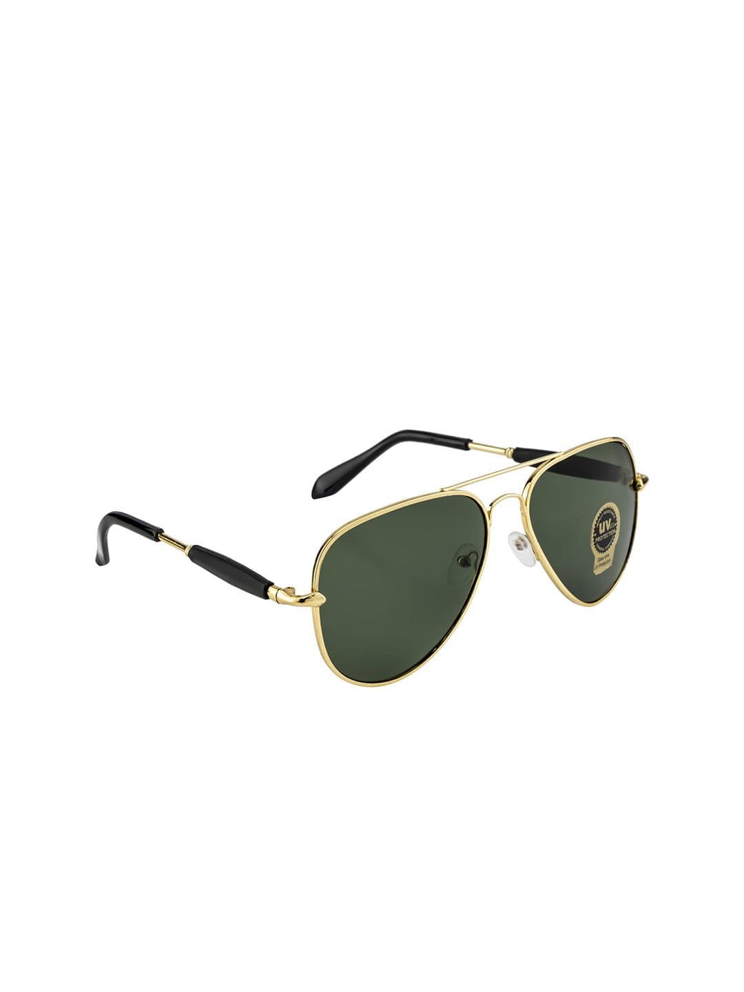 Mast & Harbour Unisex Green Lens & Gold-Toned Aviator Sunglasses with UV Protected Lens - view 1