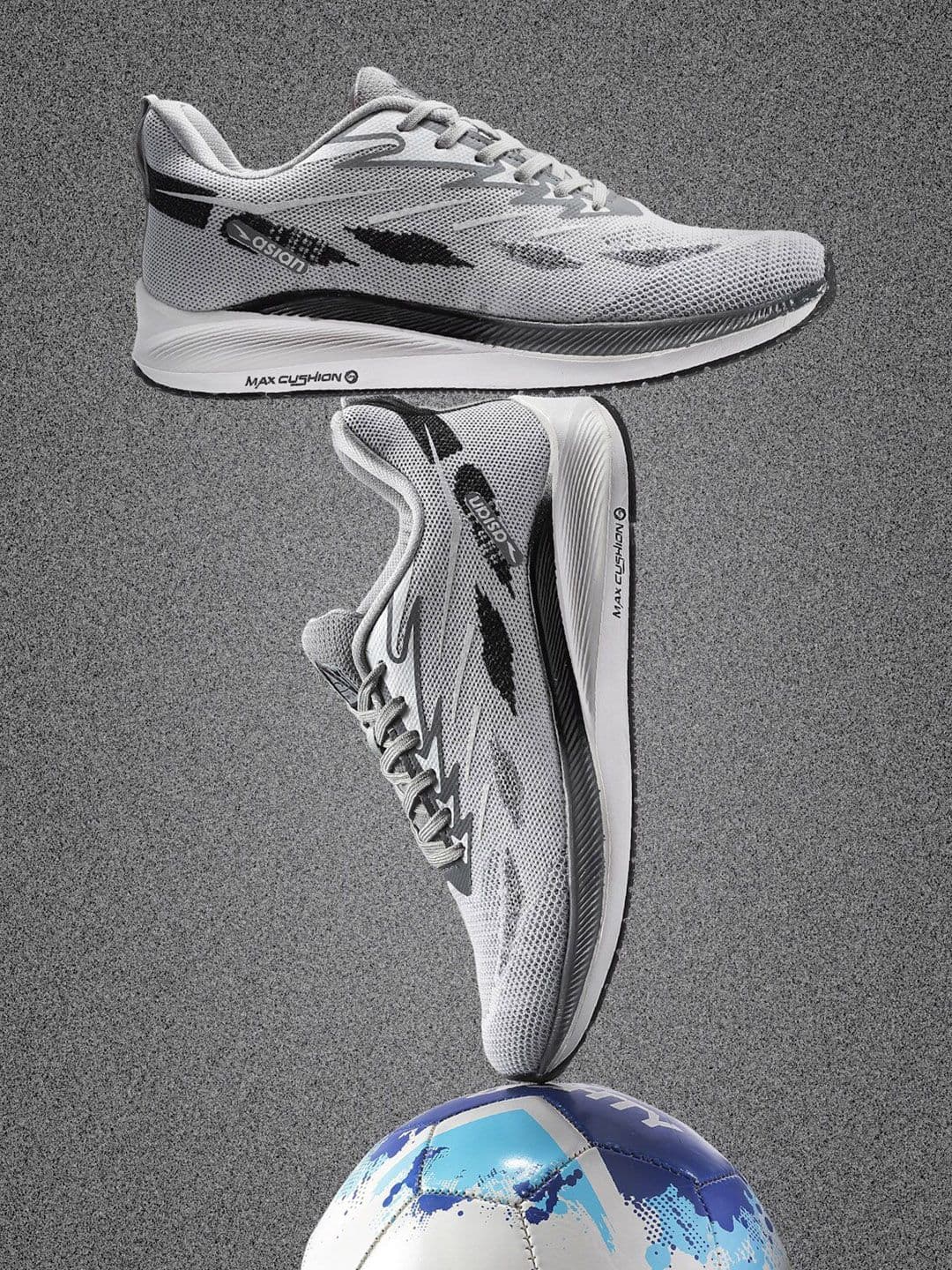 ASIAN Men White & Grey Mesh Running Non-Marking Shoes - view 1