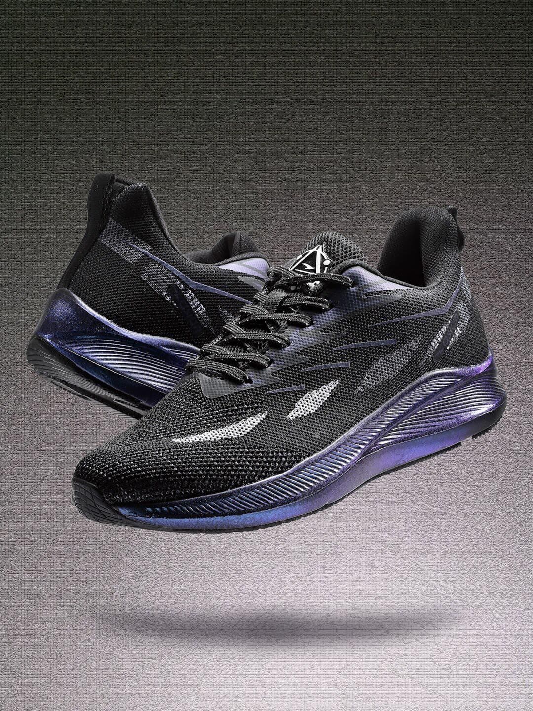 ASIAN Men Black Mesh Running Non-Marking Shoes - view 1