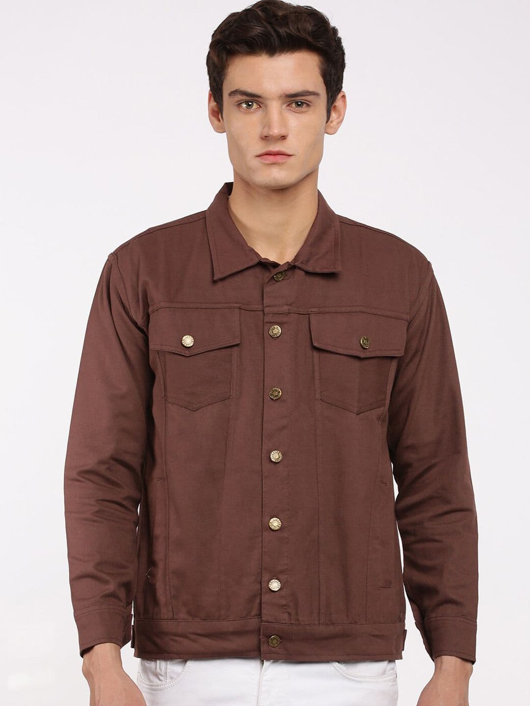 VOXATI Men Brown Denim Jacket - view 1