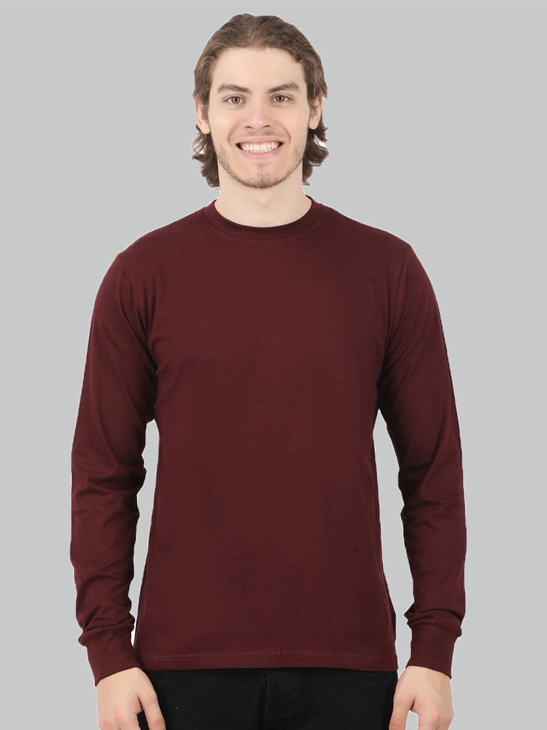 Trends Tower Men Maroon Solid Cotton T-shirt - view 1