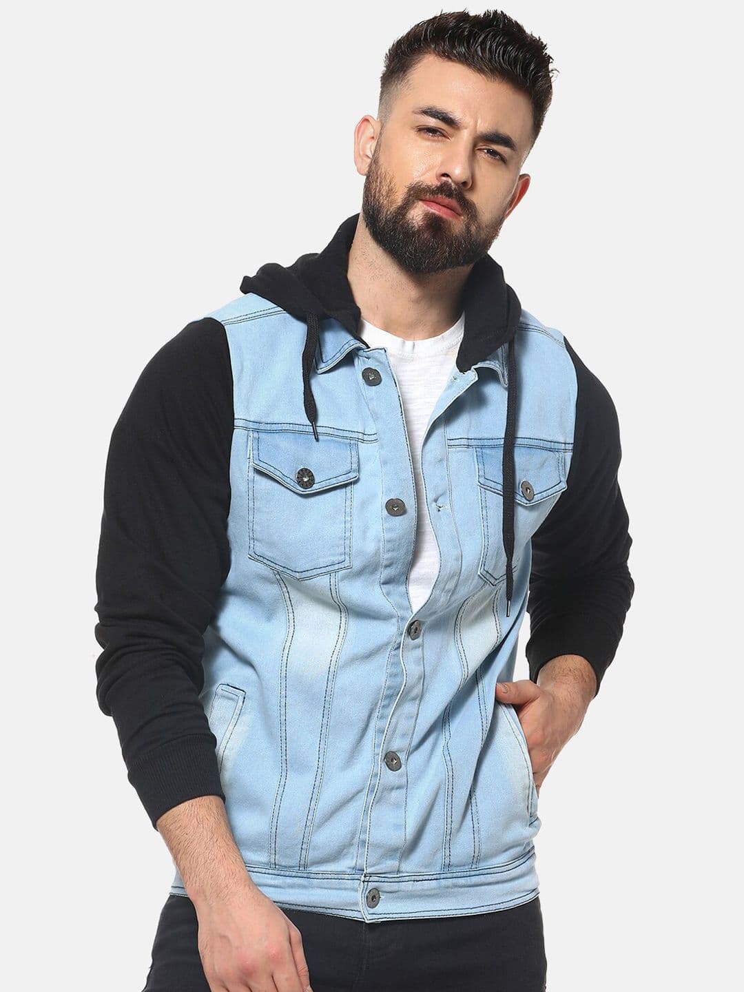 CAHOOT Men Blue Black Windcheater Outdoor Denim Jacket - view 1