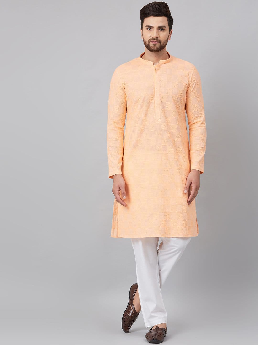 See Designs Men Peach-Coloured Kurta - view 1