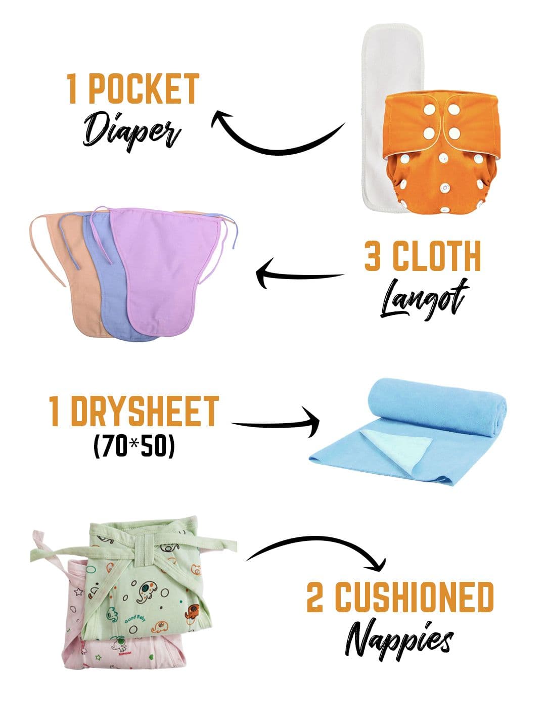 Moms Home Infant Kids Set Of 7 Baby Care Nappy Combo - view 1
