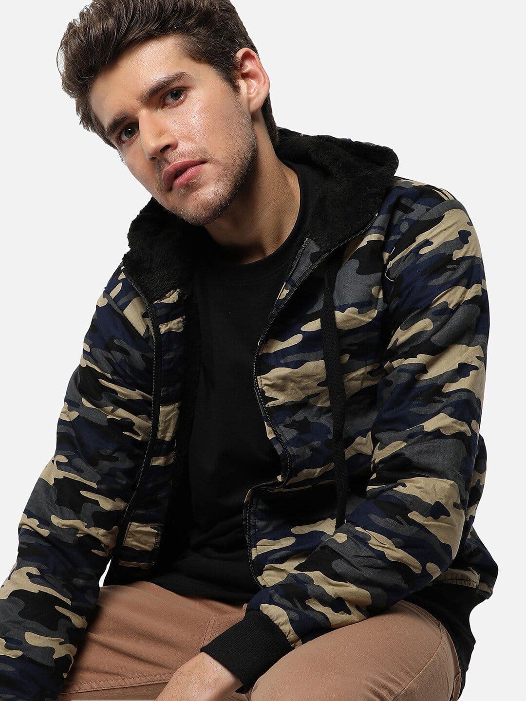 CAHOOT Men Grey Beige Camouflage Windcheater Outdoor Cotton Tailored Jacket - view 1
