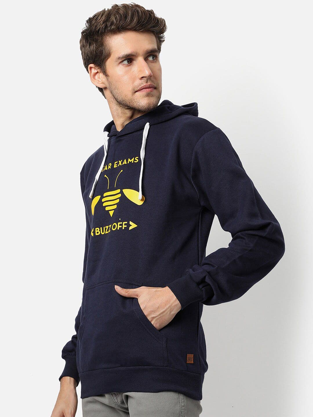 CAHOOT Men Blue Printed Hooded Sweatshirt - view 1