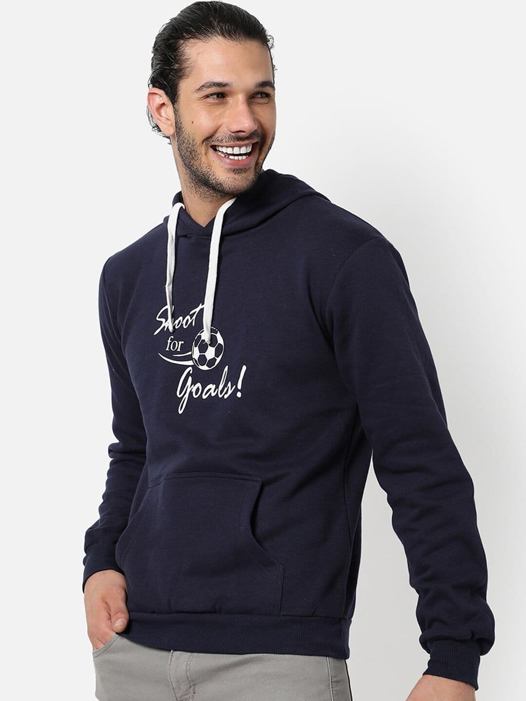 CAHOOT Men Blue Printed Hooded Sweatshirt - view 1