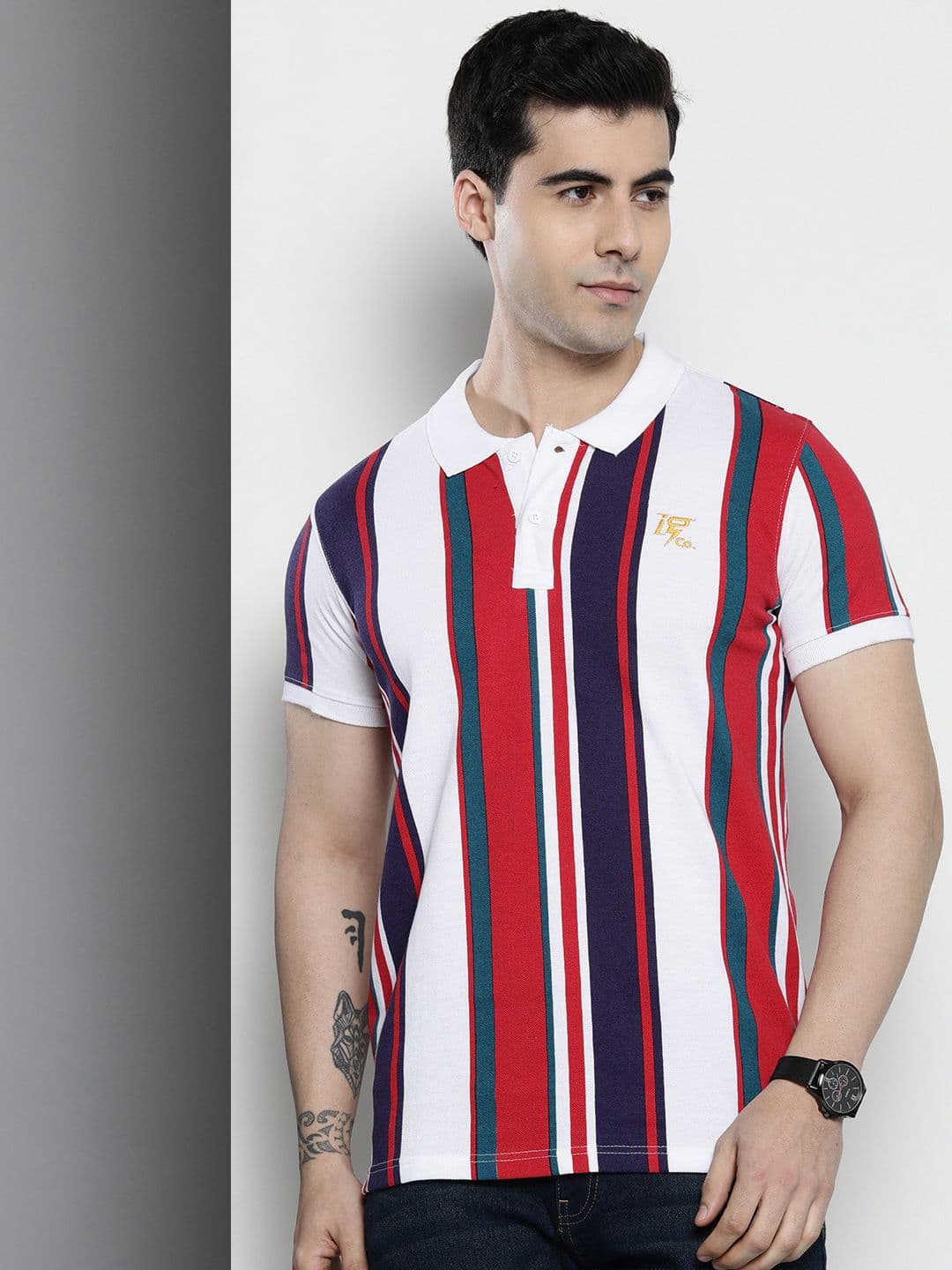 The Indian Garage Co Striped Polo Collar T-shirt - view 1